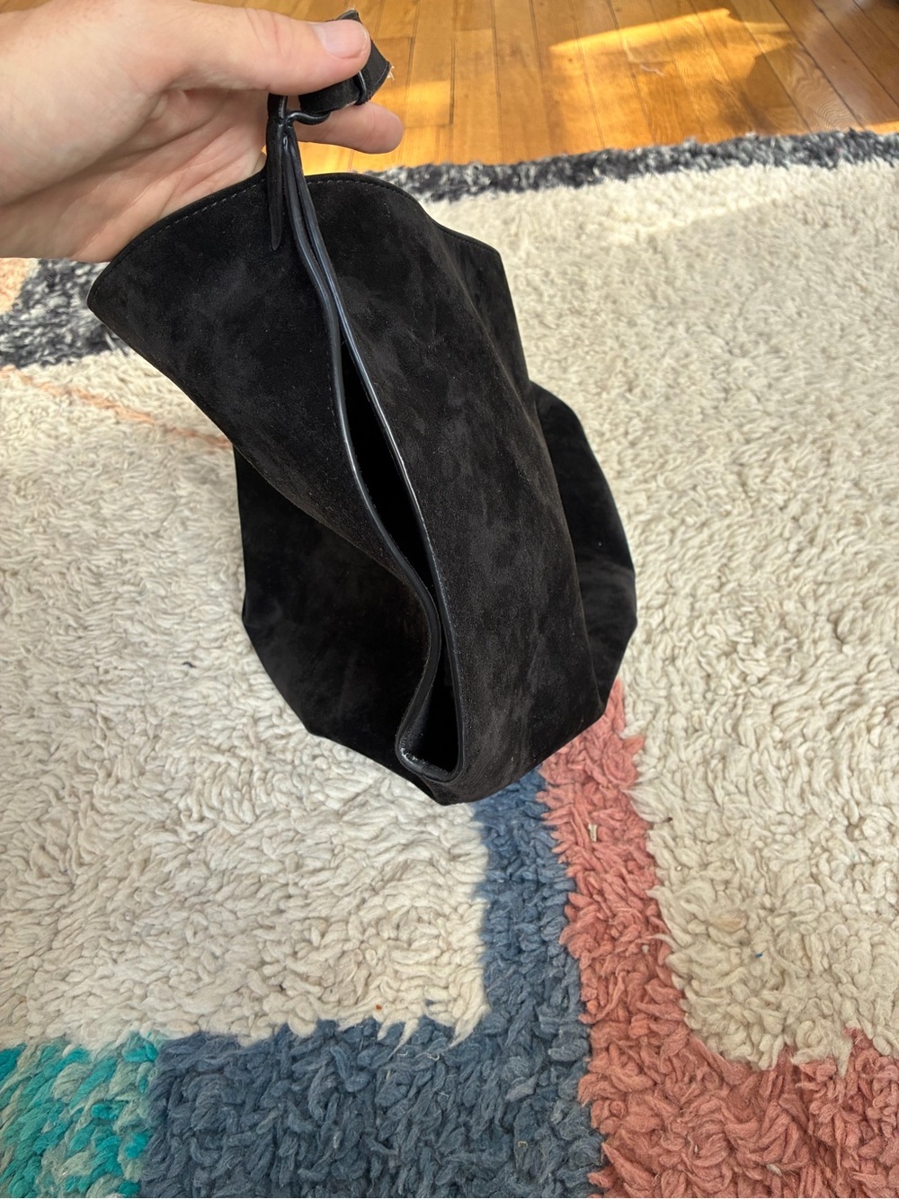 KHAITE - Lotus Black Suede Shoulder Bag - Picture 7 of 7